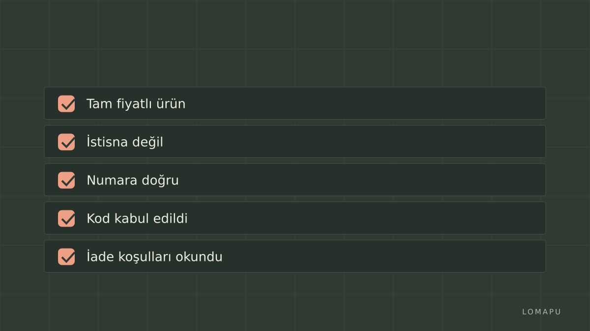 Ödeme öncesi kontrol listesi