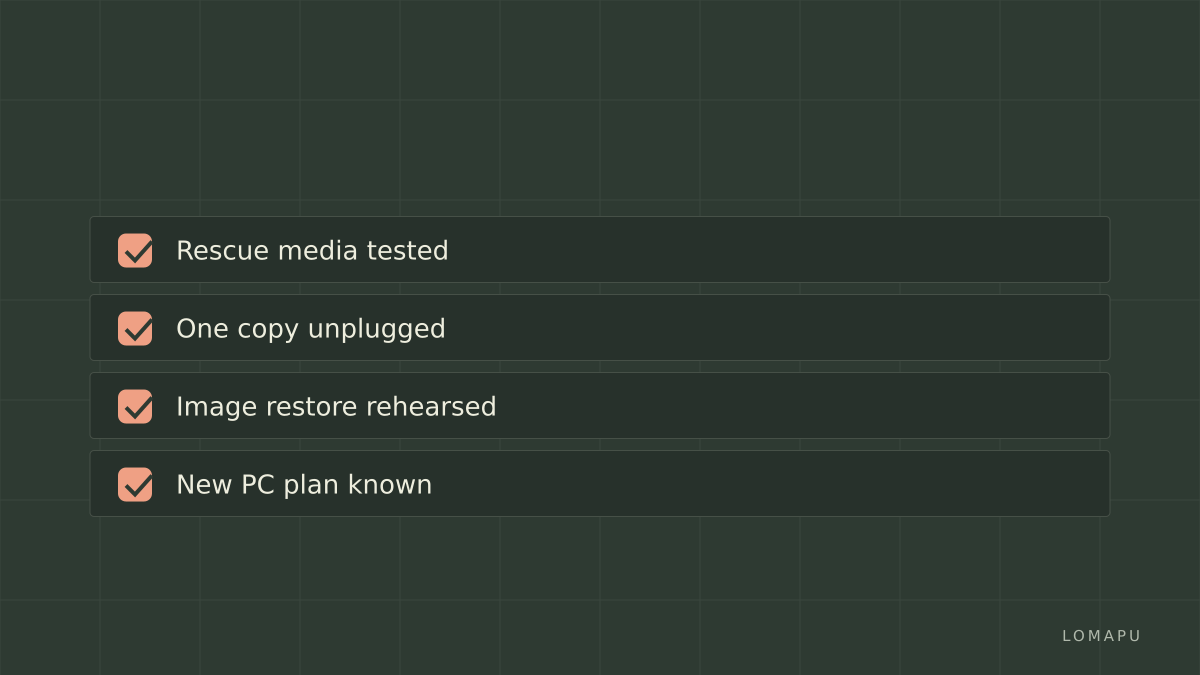 Restore readiness checklist