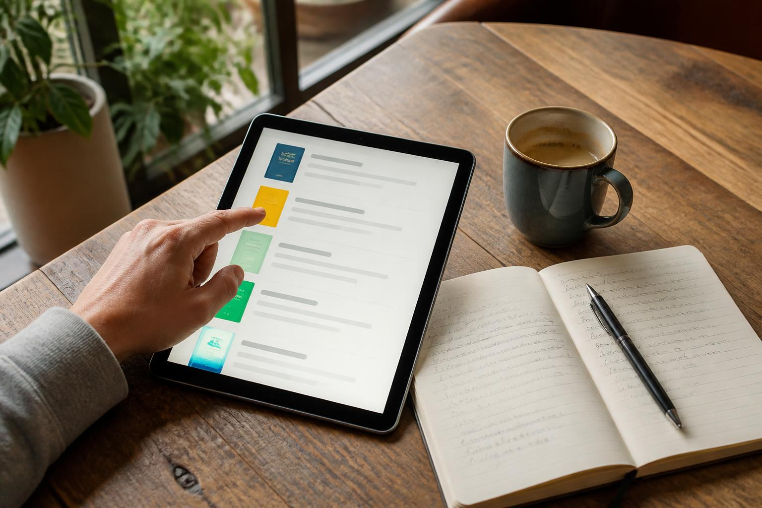 Lecture rapide sur tablette avec carnet