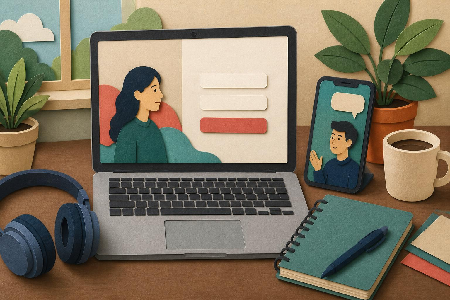 Usuário escolhendo método de login com laptop e smartphone