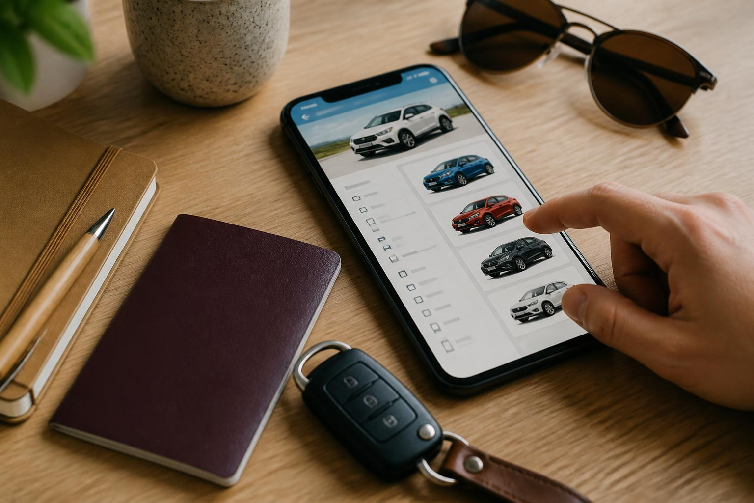 Reserva em tela de smartphone com filtros de franquia e seguro