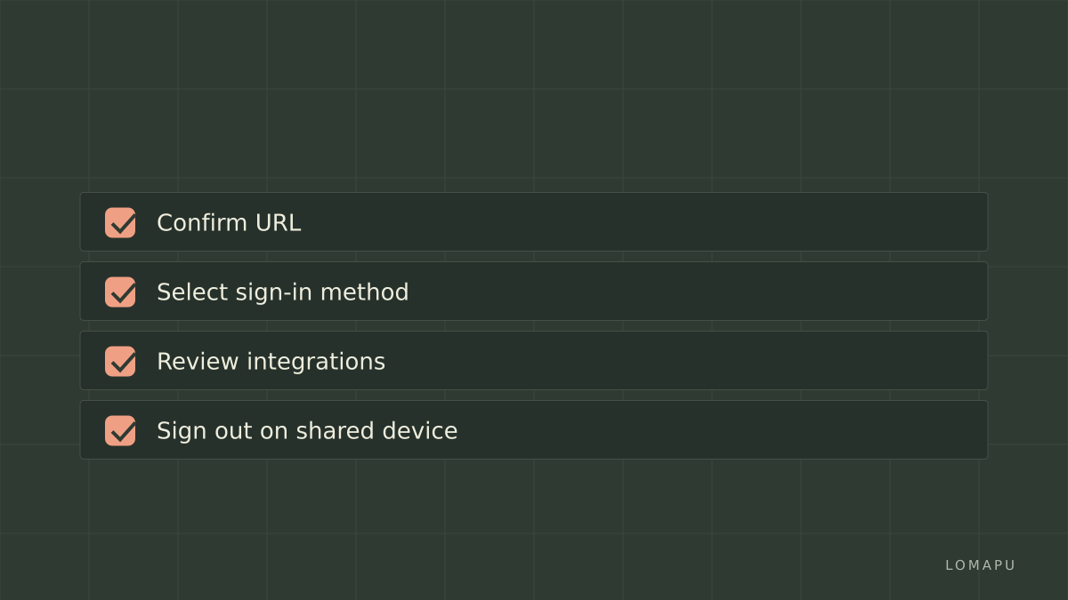 Login checklist