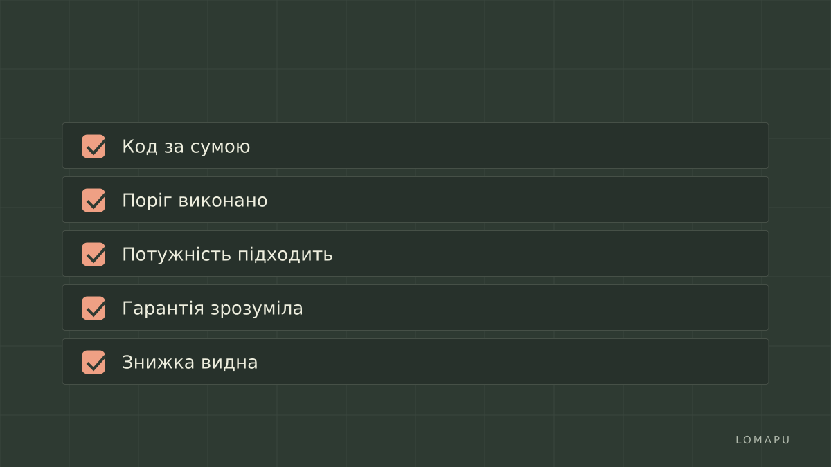 Перелік перед оплатою