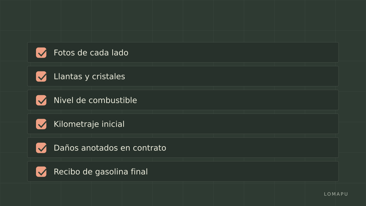 Comprobaciones en el mostrador y el parking
